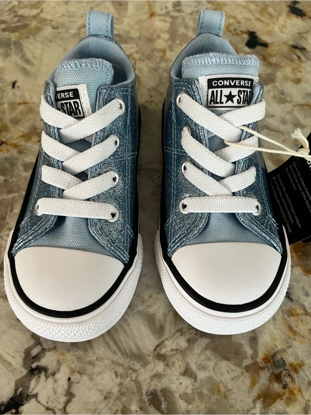 Converse Kids' Light Blue Glitter Low-Top Sneakers